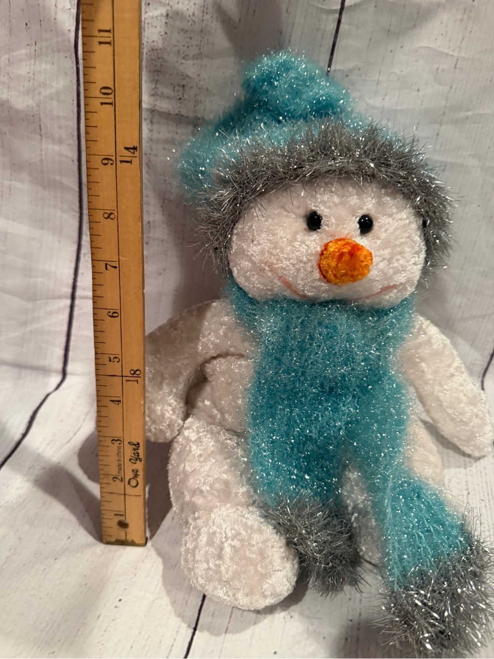 Plush Snowman with Teal Hat & Scarf
